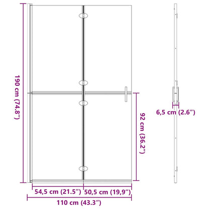 Walk-In Shower Wall Folding Gold 110 x 6.5 x 190 cm