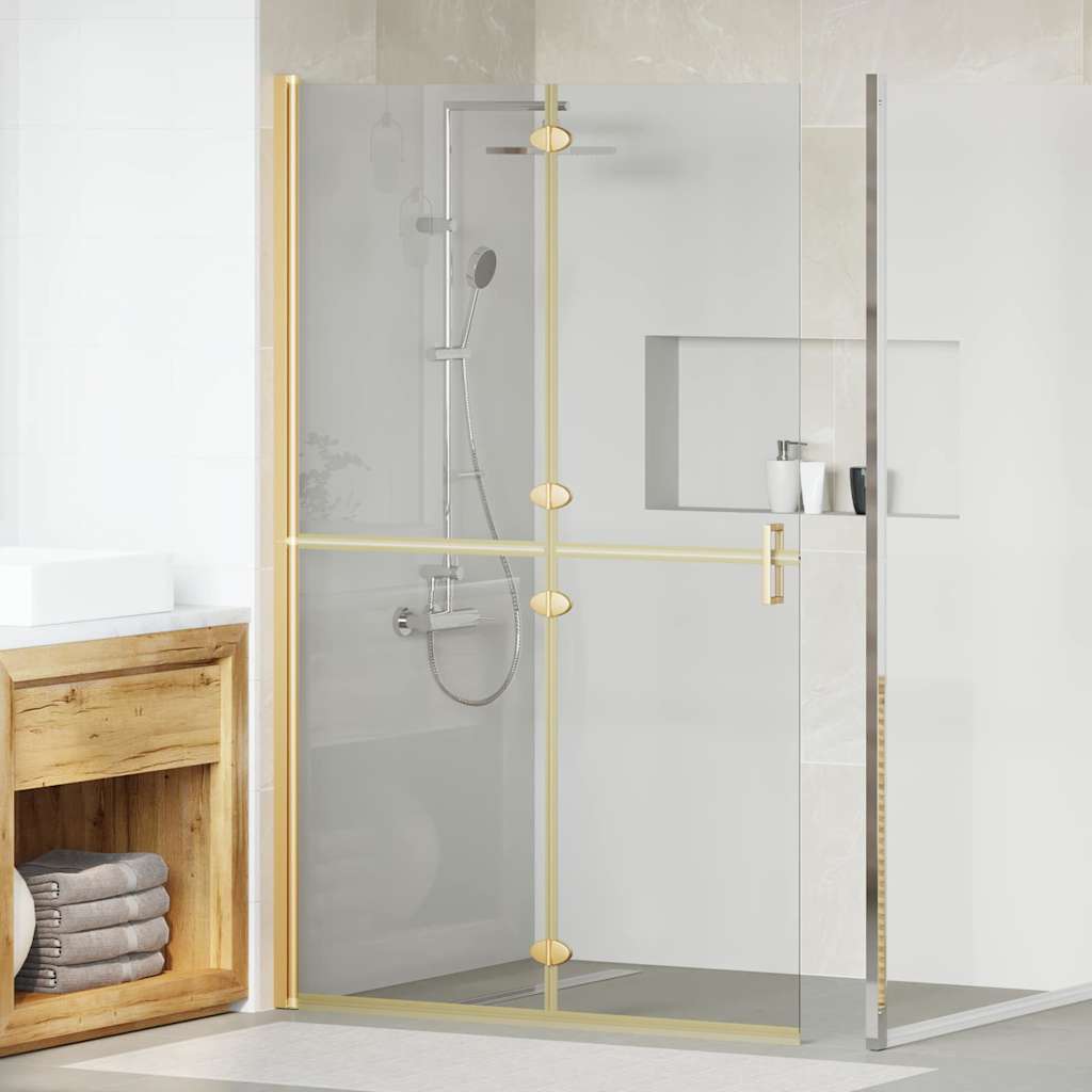 Walk-In Shower Wall Folding Gold 120 x 6.5 x 190 cm