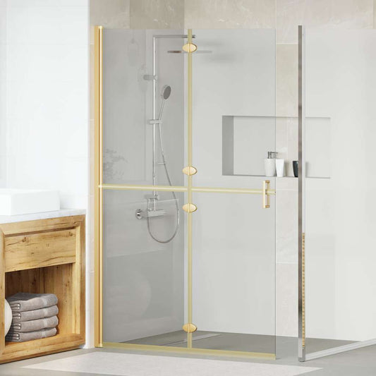 Walk-In Shower Wall Folding Gold 120 x 6.5 x 190 cm