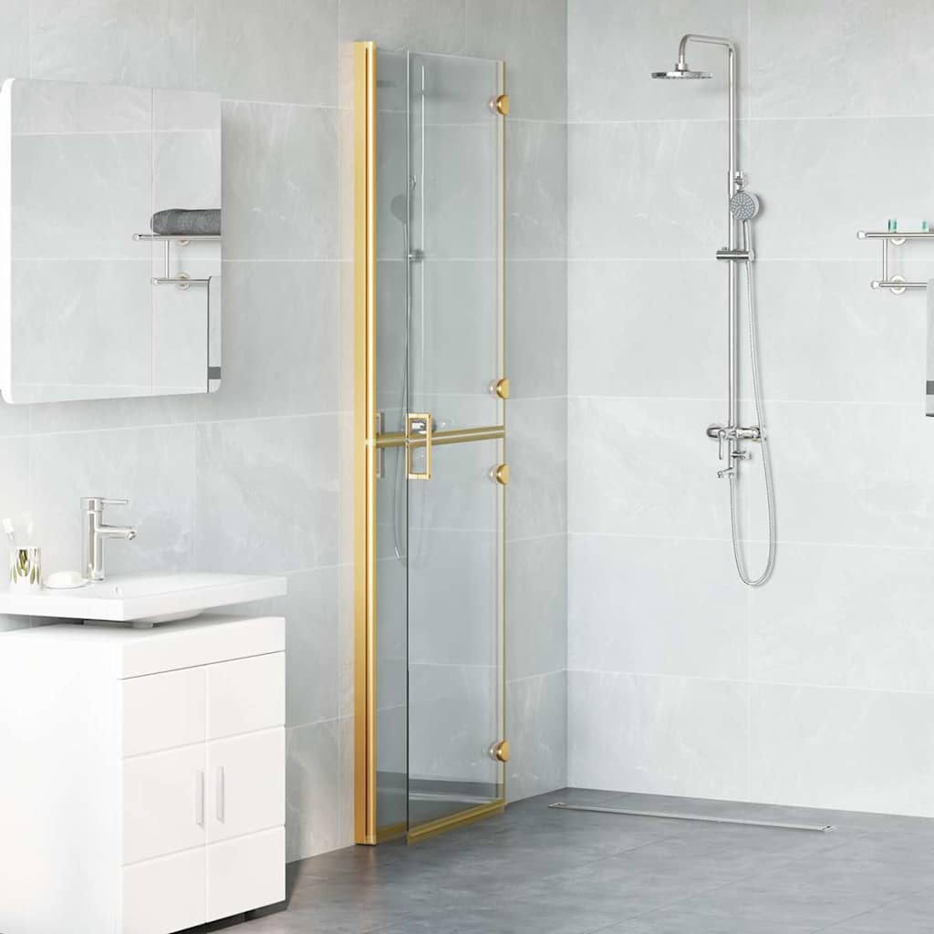 Walk-In Shower Wall Folding Gold 120 x 6.5 x 190 cm