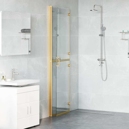 Walk-In Shower Wall Folding Gold 120 x 6.5 x 190 cm