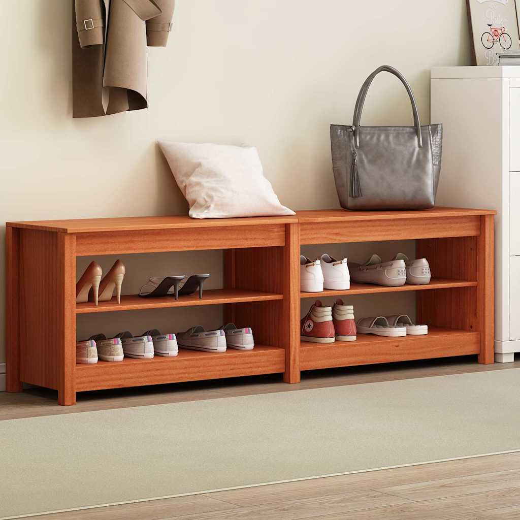 Shoe Bench with Shelf with Storage Wax Brown 160 x 36.5 x 50 cm