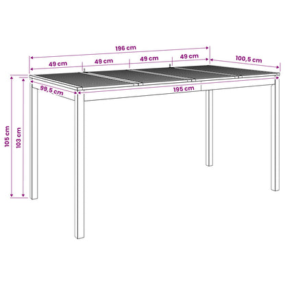Garden Bar Table Natural 196 x 100 x 105 cm Solid Acacia Wood
