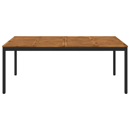 Garden Dinner Table Natural and Black 196 x 100.5 x 75 cm