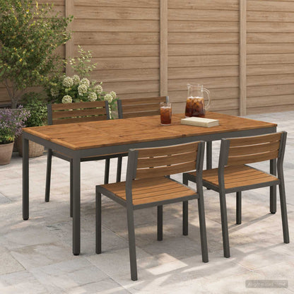Garden Dinner Table Natural and Coffee 196 x 100.5 x 75 cm
