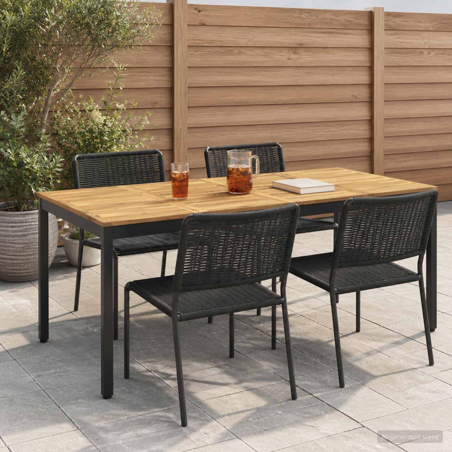 Garden Dinner Table White and Black 196 x 100.5 x 75 cm