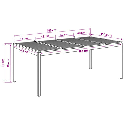 Garden Dinner Table White and Black 196 x 100.5 x 75 cm