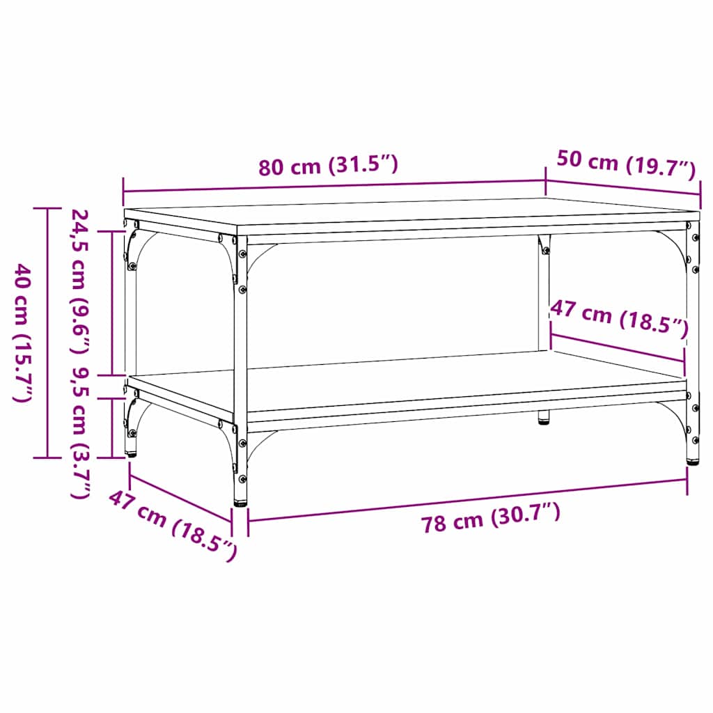 Coffee Table Artisan Oak 81 x 50 x 40 cm Engineered Wood