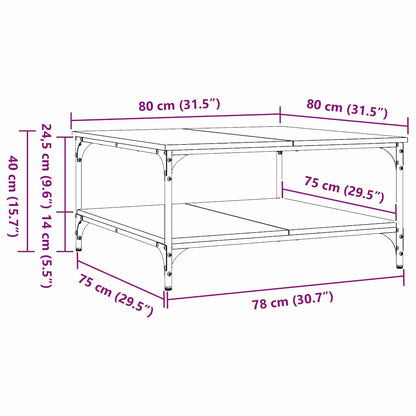 Coffee Table Black oak 80 x 80 x 40 cm Engineered Wood