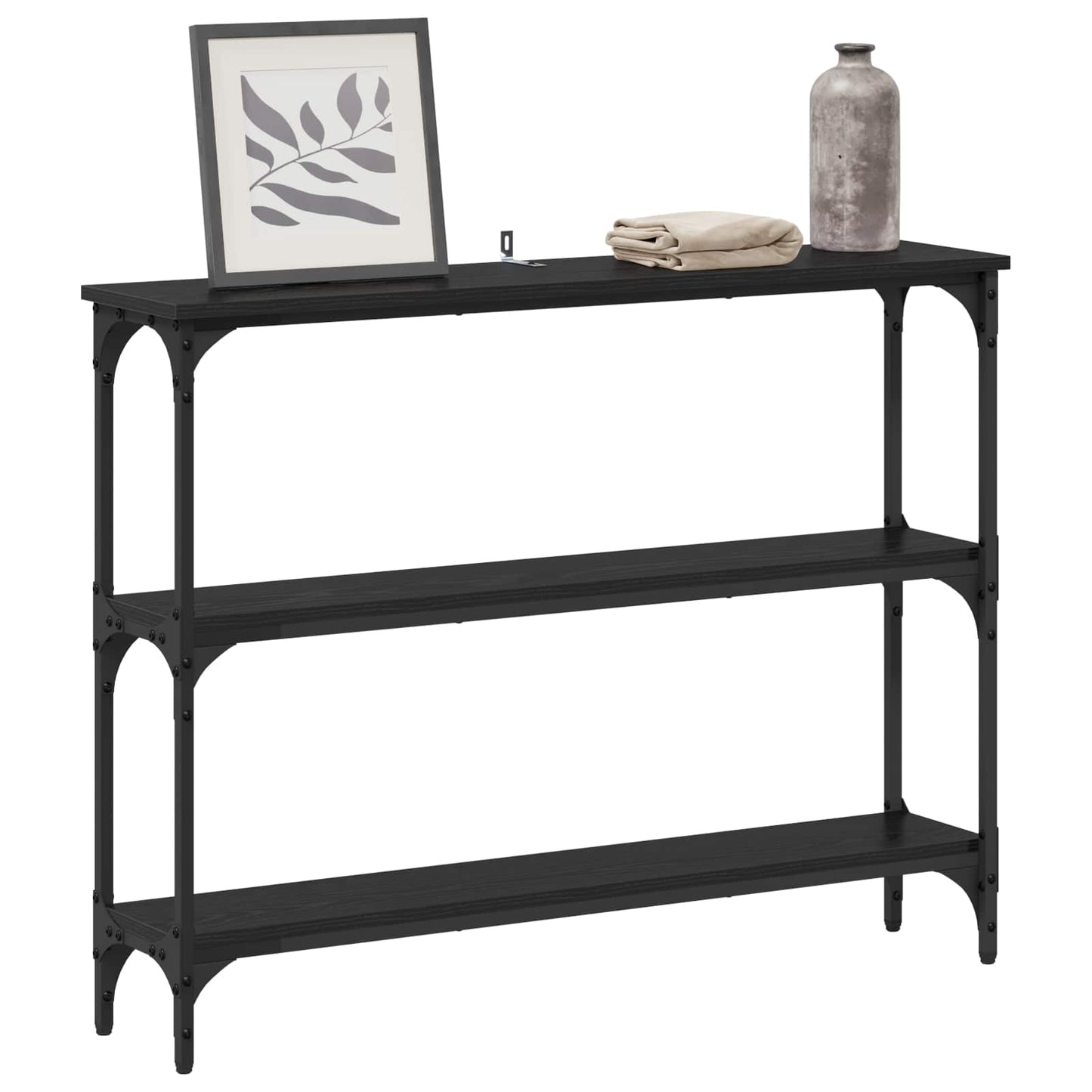 Console Table Black oak 100 x 22.5 x 75 cm Engineered Wood