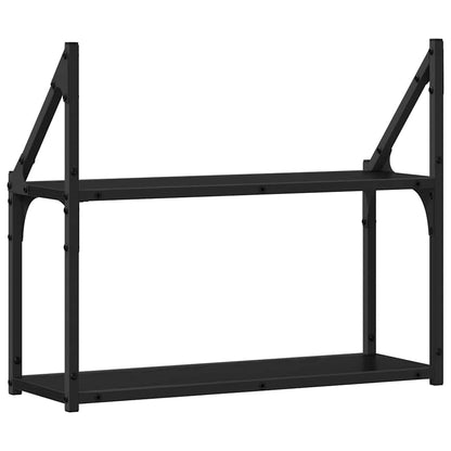 Wall Shelf with Shelf Black oak 60 x 21 x 51 cm Engineered Wood