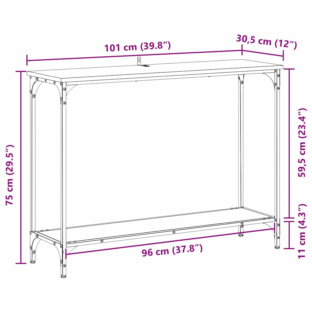 Console Table Black oak 101 x 30.5 x 75 cm Engineered wood