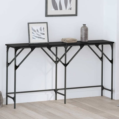 Console Table Black Oak 140 x 29 x 75 cm Engineered Wood