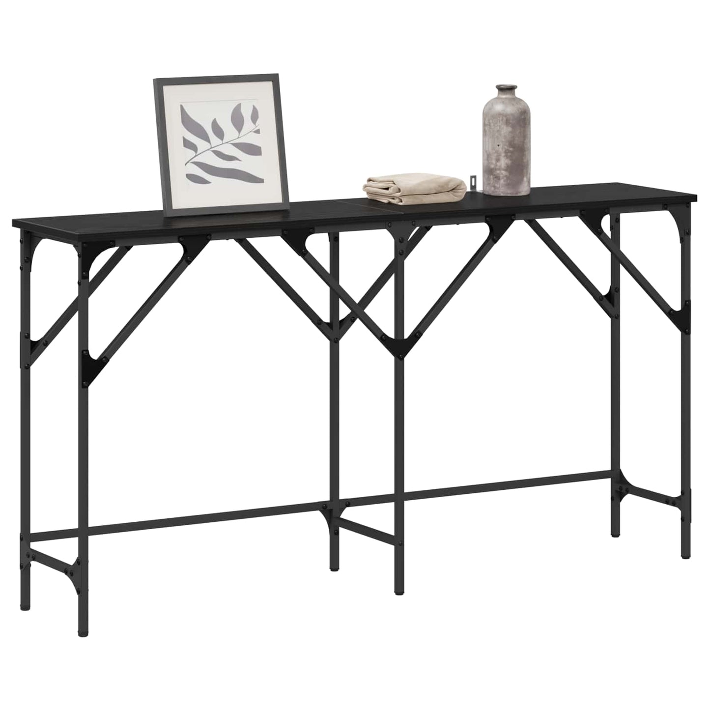 Console Table Black Oak 140 x 29 x 75 cm Engineered Wood