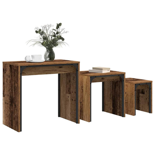 Coffee Table 3 pcs Old Wood 60 x 35 x 56 cm Engineered wood