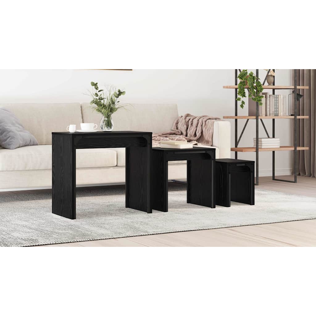 Coffee Table 3 pcs Black Oak Engineered wood