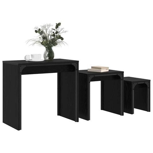 Coffee Table 3 pcs Black Oak 60 x 35 x 56 cm Engineered wood