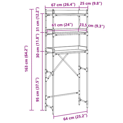 Washing Machine Shelf with Shelf Black 0ak 67 x 25 x 163 cm