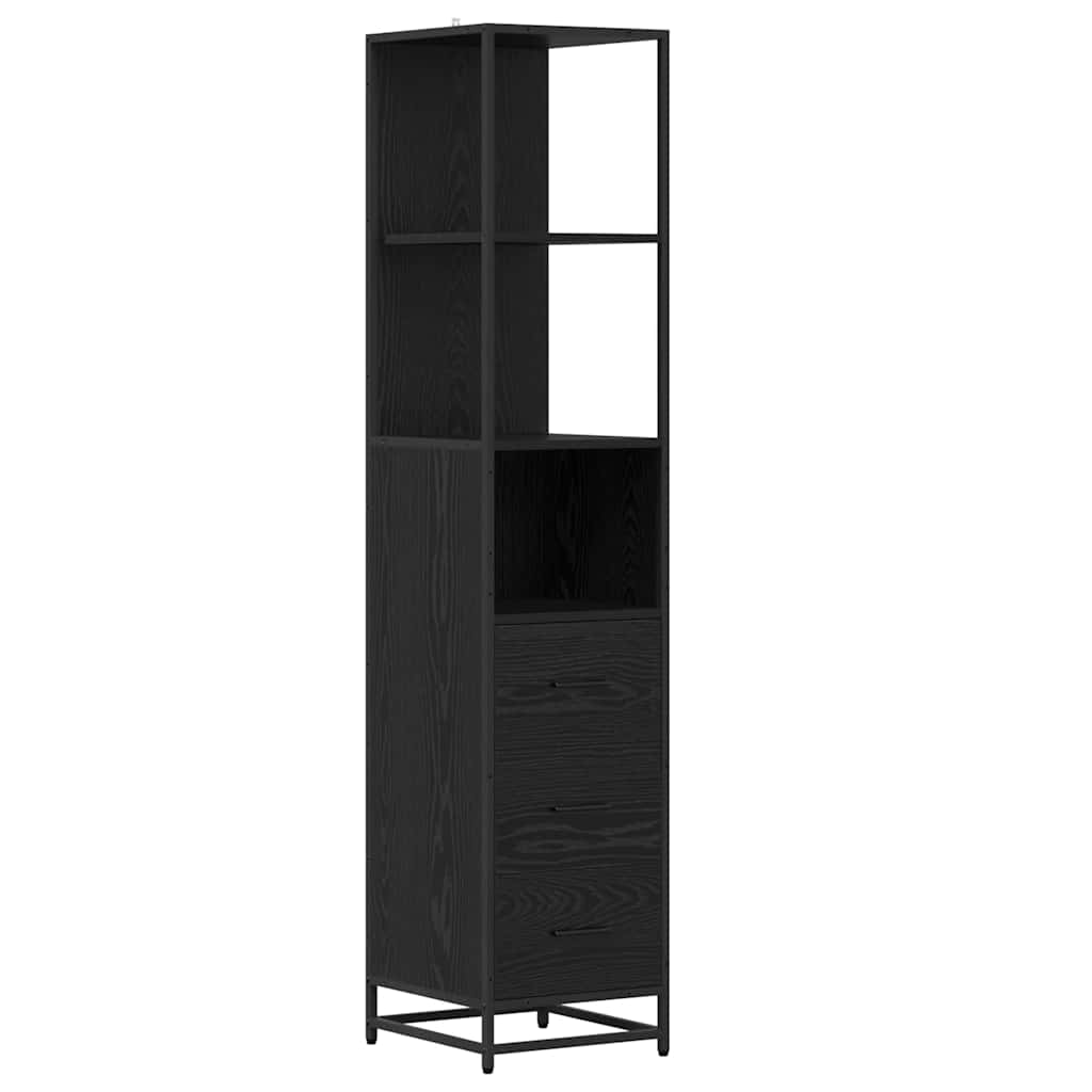 Bathroom Furniture Set with Drawer Black Oak 35 x 37.5 x 166 cm