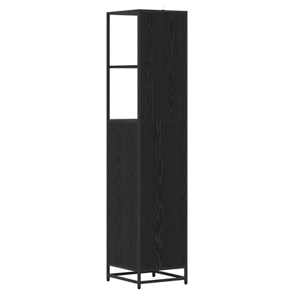 Bathroom Furniture Set with Drawer Black Oak 35 x 37.5 x 166 cm