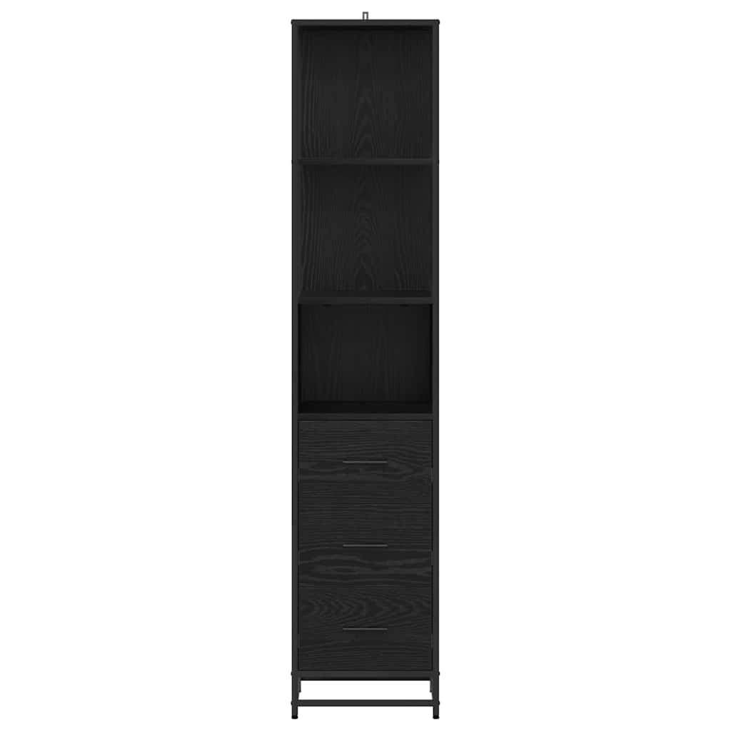 Bathroom Furniture Set with Drawer Black Oak 35 x 37.5 x 166 cm