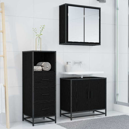 Bathroom Furniture Set with Drawer Black Oak 35 x 37.5 x 100 cm