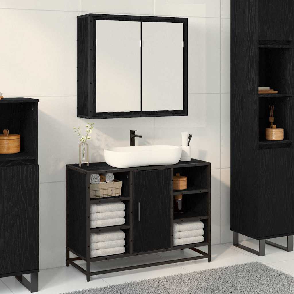 Wall Shelf with Shelf Wall-mounted Black Oak 65 x 20 x 60 cm