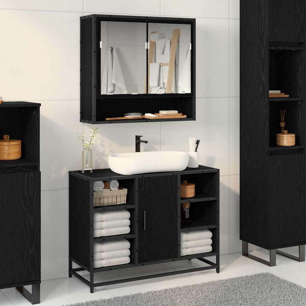 Wall Shelf with Shelf Wall-mounted Black Oak 65 x 20 x 60 cm