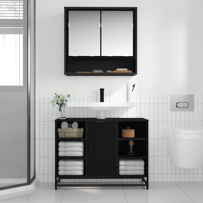 Wall Shelf with Shelf Wall-mounted Black Oak 65 x 20 x 60 cm