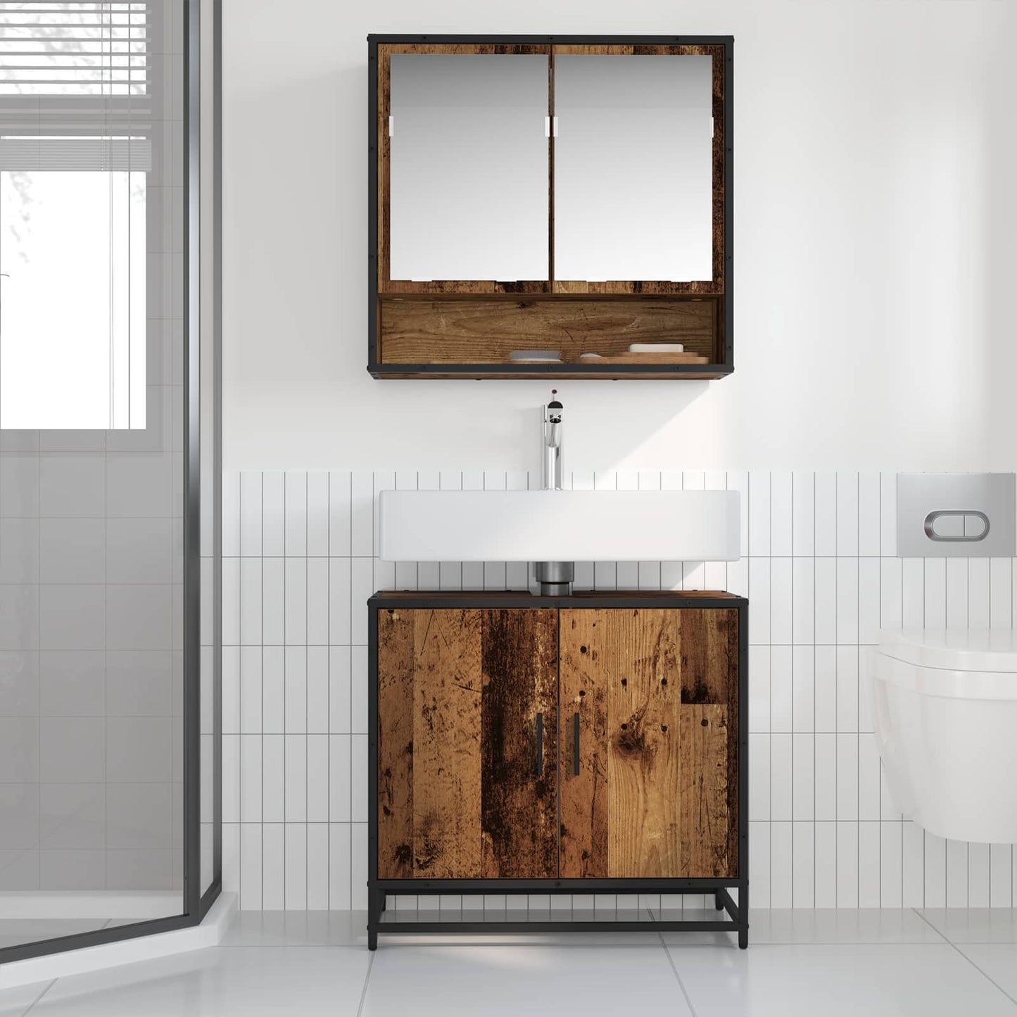 Bathroom Sink Cabinet Old Wood 65 x 33 x 60 cm Engineered wood