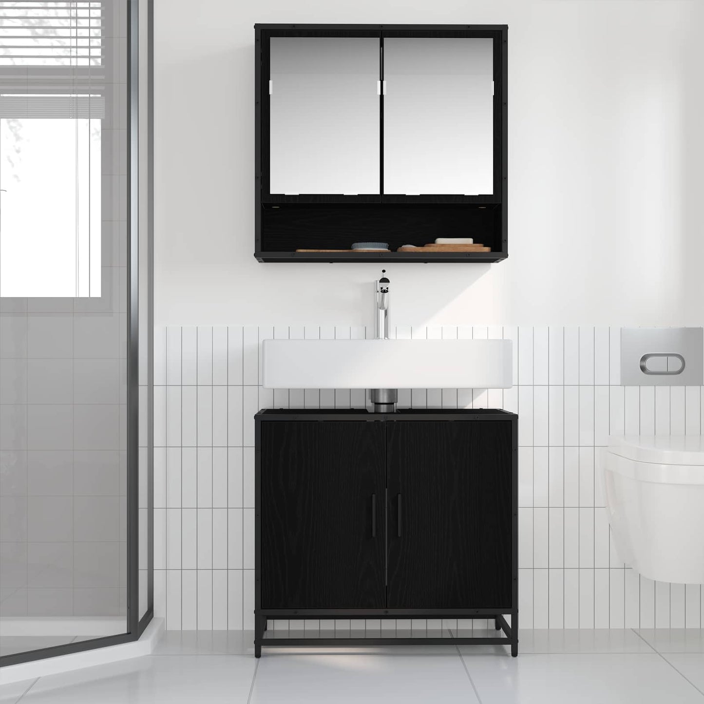 Bathroom Sink Cabinet Black Oak 65 x 33 x 60 cm Engineered wood