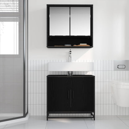 Bathroom Sink Cabinet Black Oak 65 x 33 x 60 cm Engineered wood