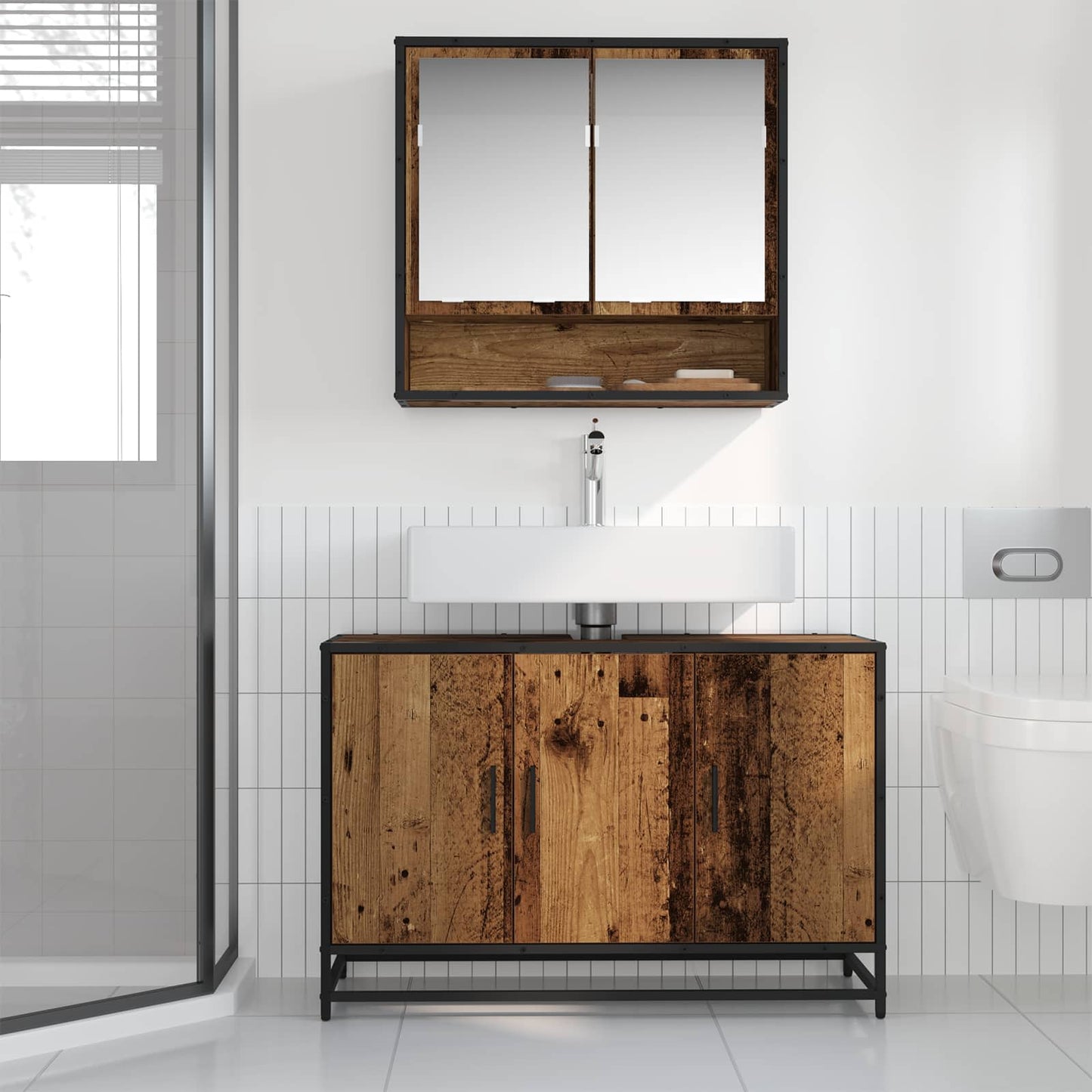 Bathroom Cabinet Old Wood 90 x 33 x 60 cm Engineered Wood