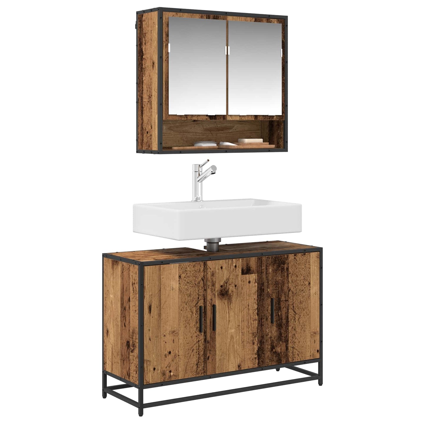 Bathroom Cabinet Old Wood 90 x 33 x 60 cm Engineered Wood