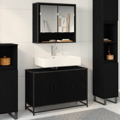 Bathroom Cabinet Black Oak 90 x 33 x 60 cm Engineered Wood
