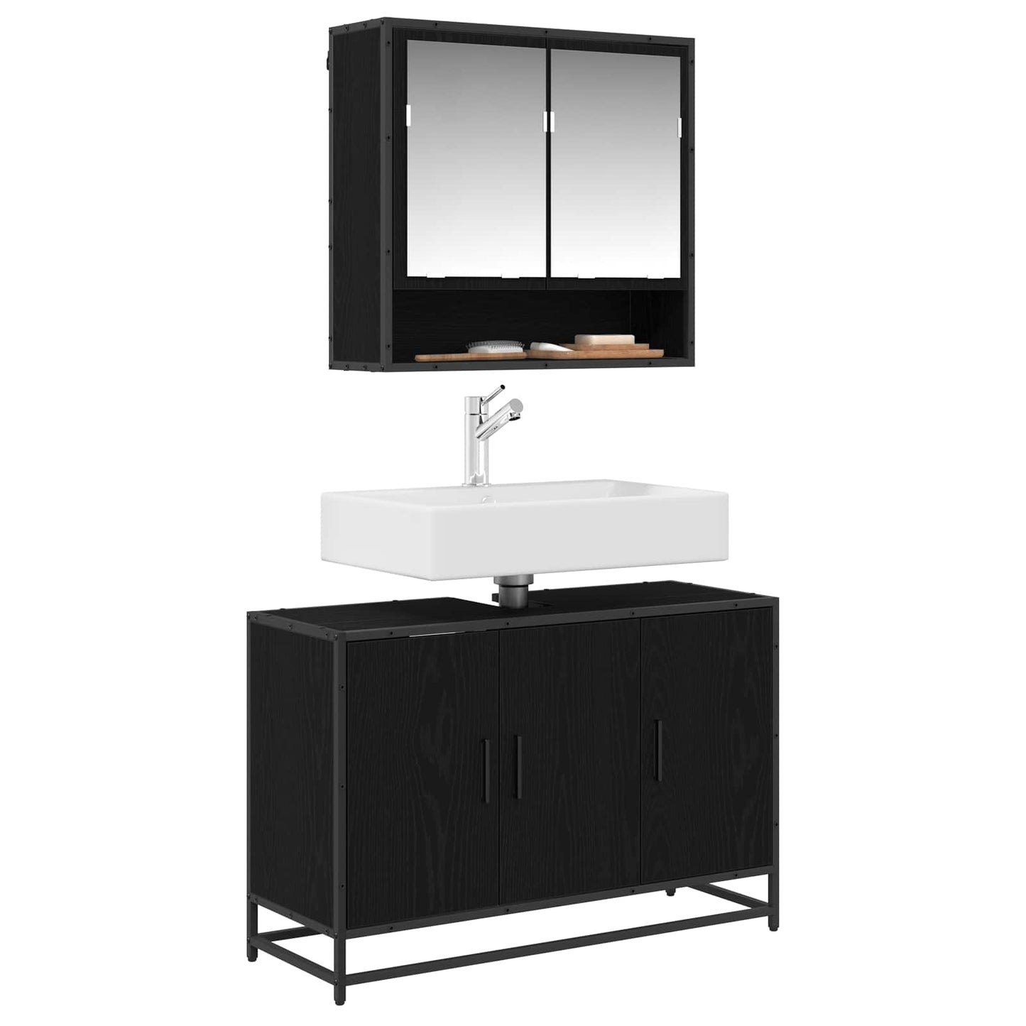 Bathroom Cabinet Black Oak 90 x 33 x 60 cm Engineered Wood