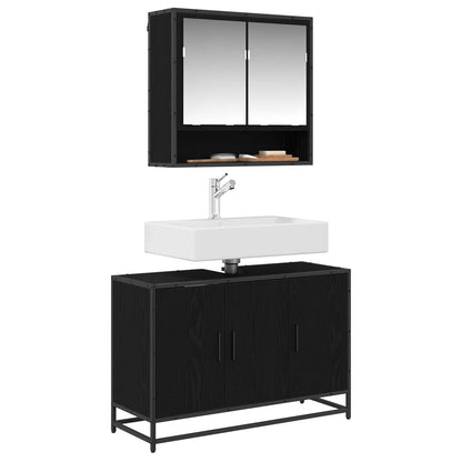 Bathroom Cabinet Black Oak 90 x 33 x 60 cm Engineered Wood