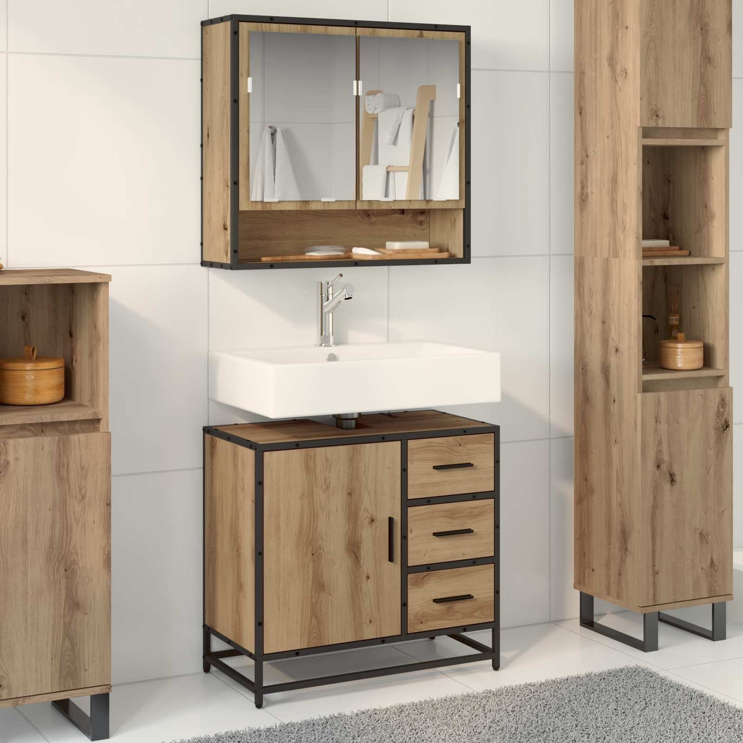 Bathroom Cabinet Artisan Oak 65 x 33 x 60 cm Engineered Wood