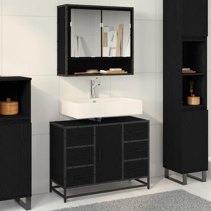 Bathroom Cabinet Black Oak 80 x 33 x 60 cm Engineered Wood