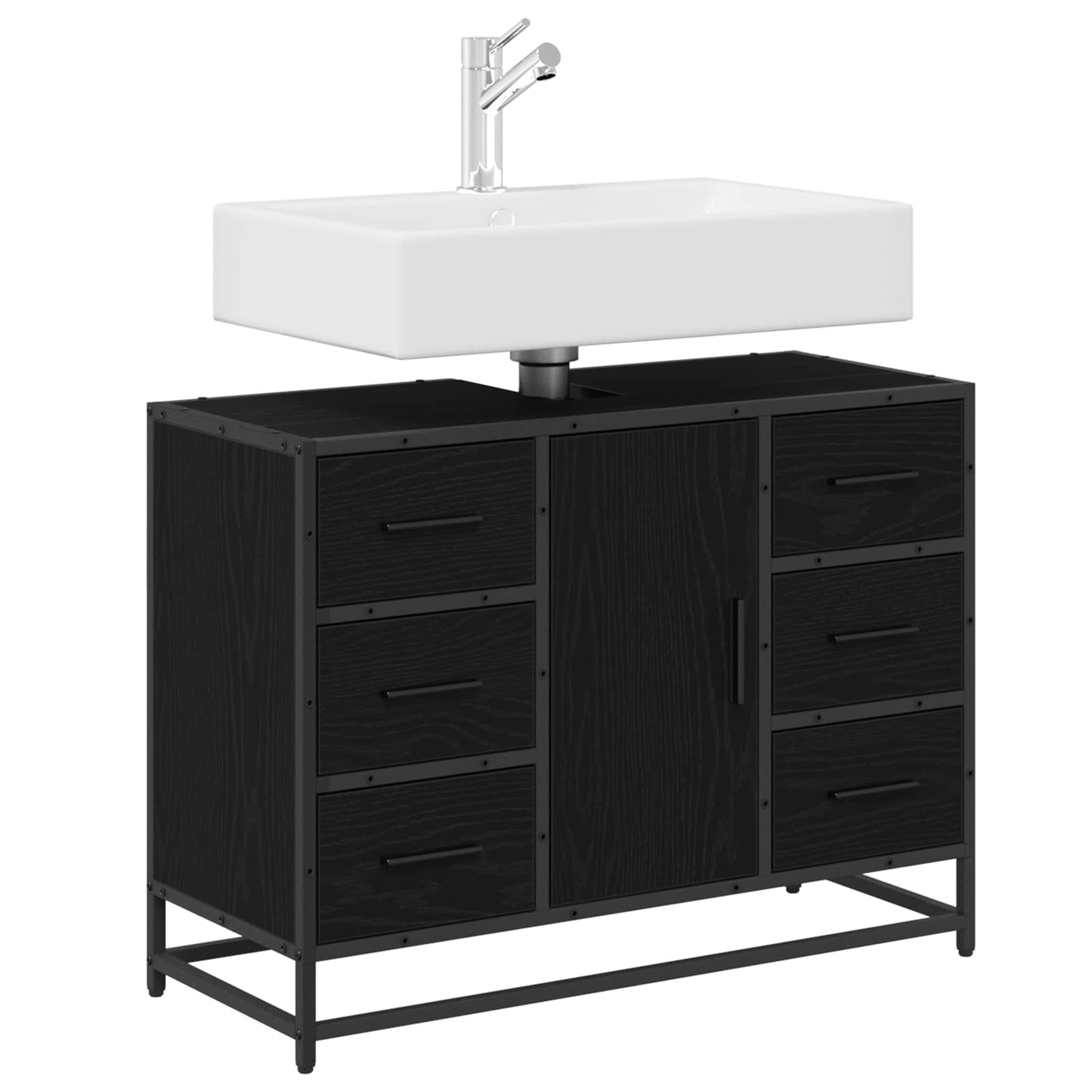 Bathroom Cabinet Black Oak 80 x 33 x 60 cm Engineered Wood