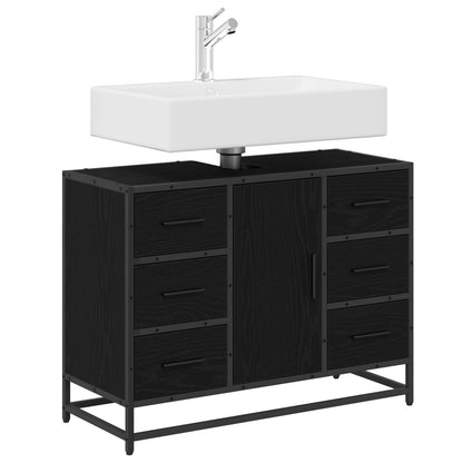 Bathroom Cabinet Black Oak 80 x 33 x 60 cm Engineered Wood
