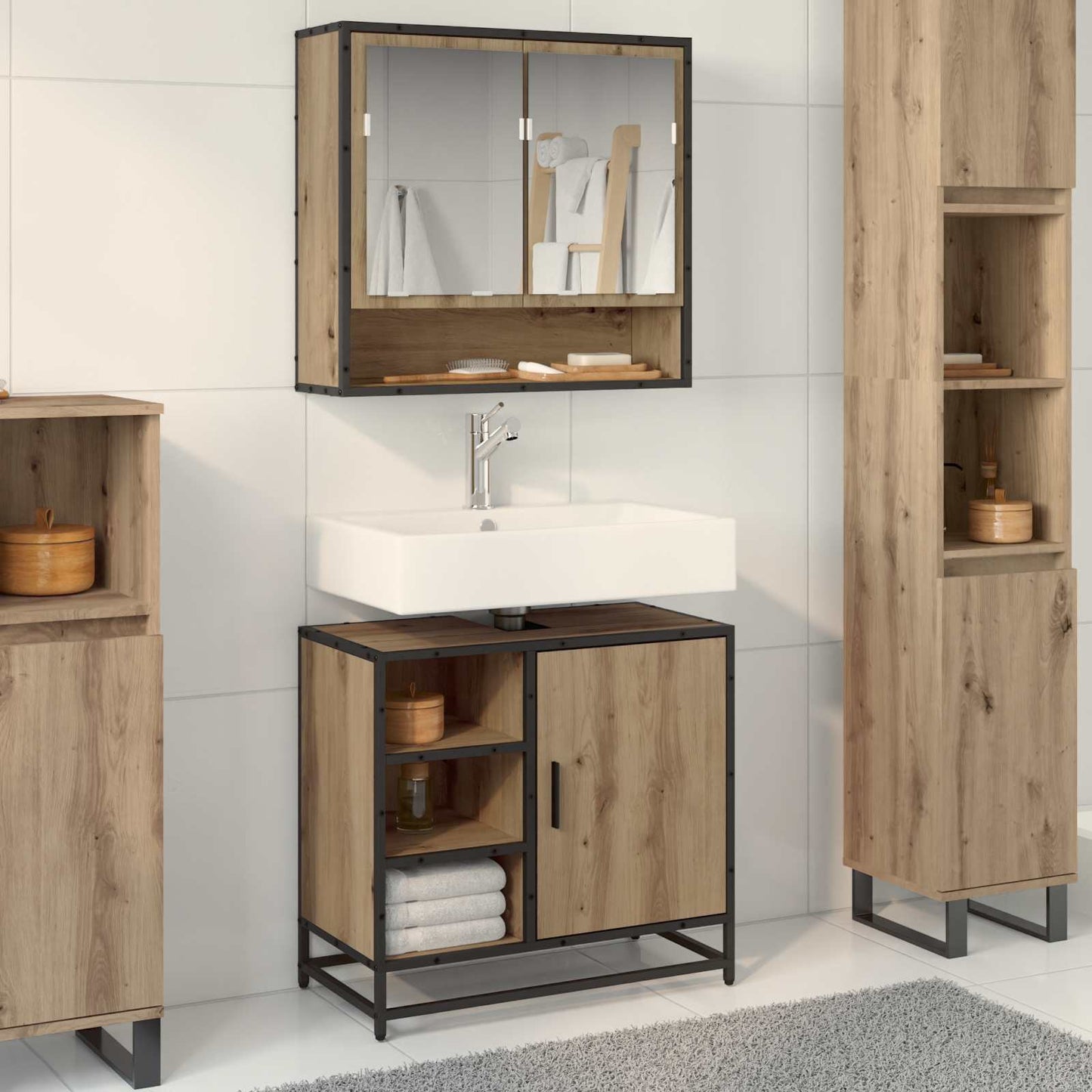 Bathroom Cabinet Artisan Oak 65 x 33 x 60 cm Engineered Wood