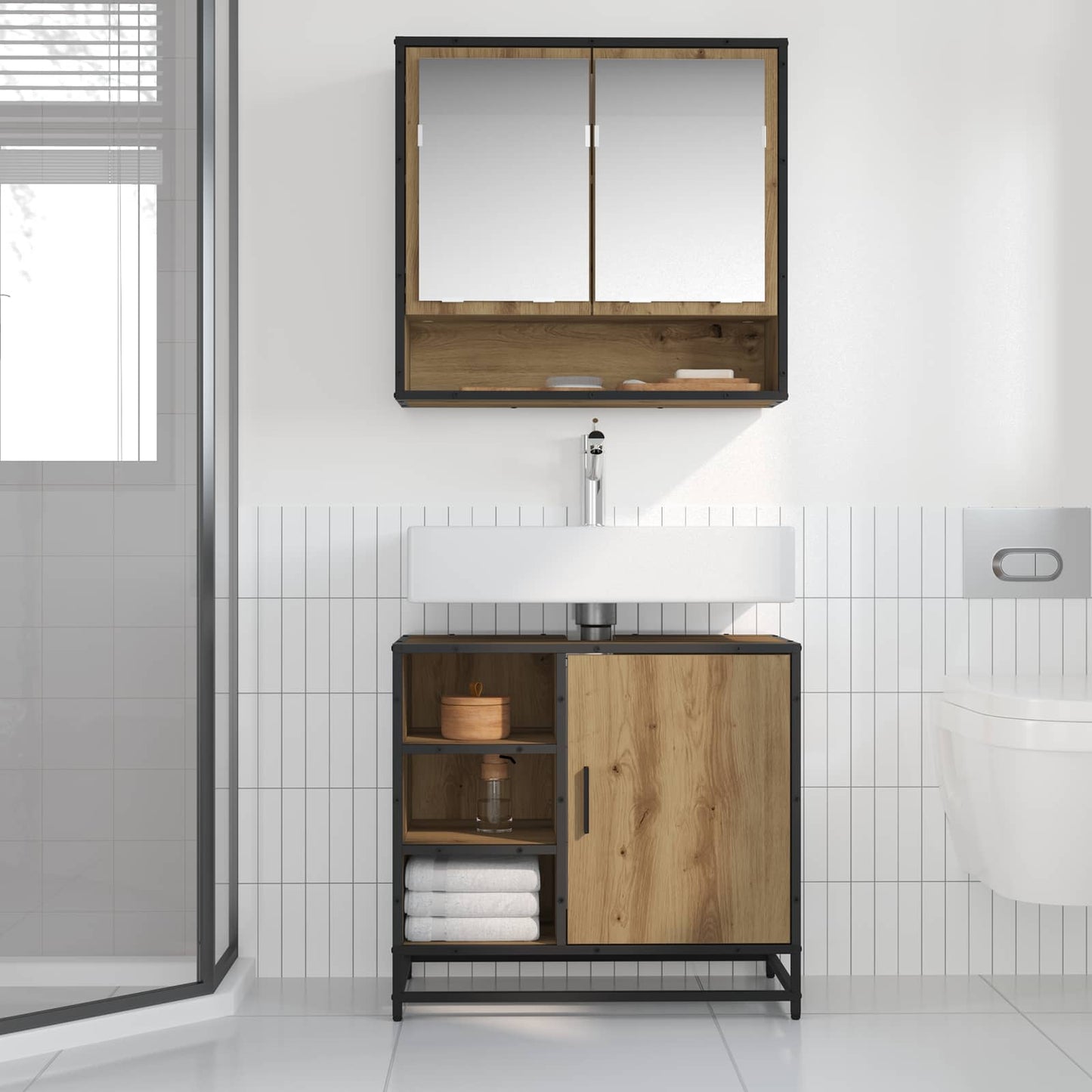 Bathroom Cabinet Artisan Oak 65 x 33 x 60 cm Engineered Wood