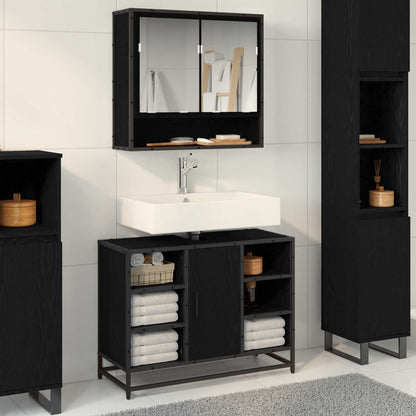 Bathroom Cabinet Black Oak 80 x 33 x 60 cm Engineered Wood