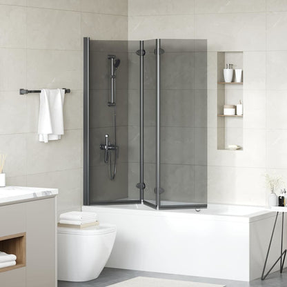 Bath Shower Screen Manual Black 130 x 138 cm Tempered Glass