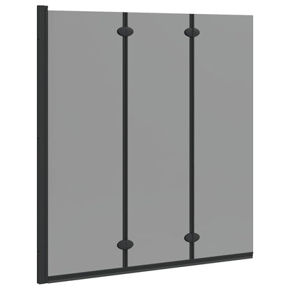 Bath Shower Screen Manual Black 130 x 138 cm Tempered Glass