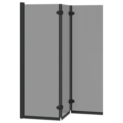 Bath Shower Screen Manual Black 130 x 138 cm Tempered Glass