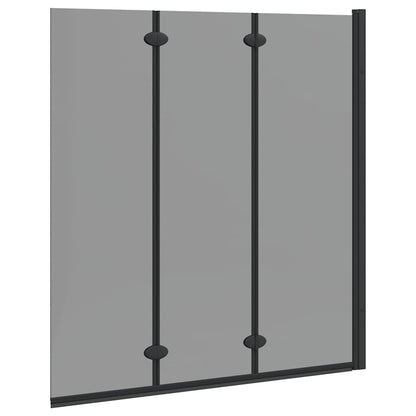 Bath Shower Screen Manual Black 130 x 138 cm Tempered Glass
