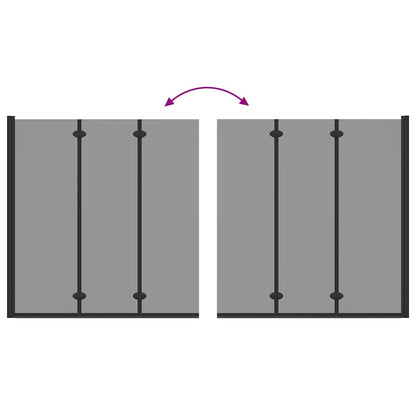 Bath Shower Screen Manual Black 130 x 138 cm Tempered Glass