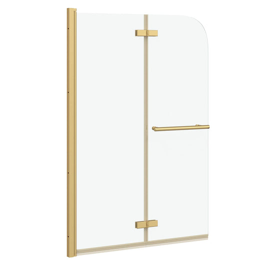 Shower Enclosure Transparent and Gold 95 x 140 cm